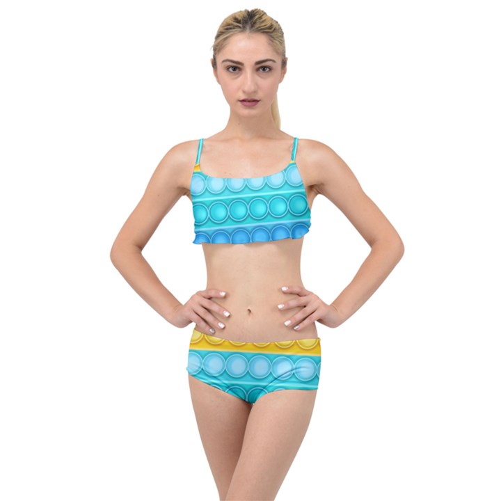 Pop It Pattern Layered Top Bikini Set