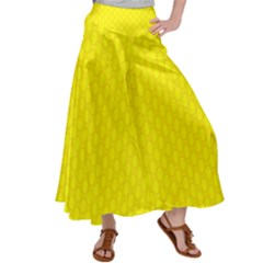 Soft Pattern Yellow Satin Palazzo Pants by PatternFactory