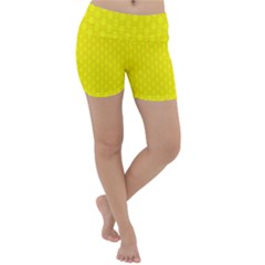 Soft Pattern Yellow Lightweight Velour Yoga Shorts by PatternFactory