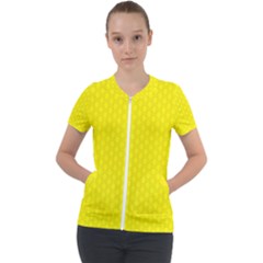 Soft Pattern Yellow Short Sleeve Zip Up Jacket by PatternFactory