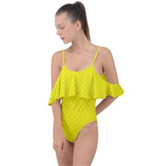 Soft Pattern Yellow Drape Piece Swimsuit by PatternFactory