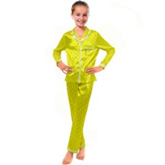 Soft Pattern Yellow Kid s Satin Long Sleeve Pajamas Set