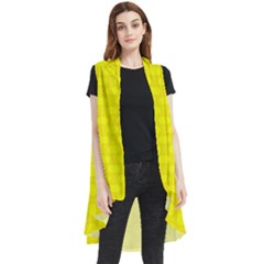 Soft Pattern Yellow Sleeveless Chiffon Waistcoat Shirt