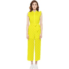 Soft Pattern Yellow Women s Frill Top Jumpsuit by PatternFactory