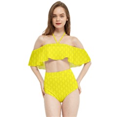 Soft Pattern Yellow Halter Flowy Bikini Set  by PatternFactory