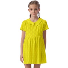 Soft Pattern Yellow Kids  Asymmetric Collar Dress by PatternFactory