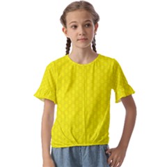 Soft Pattern Yellow Kids  Cuff Sleeve Scrunch Bottom Tee