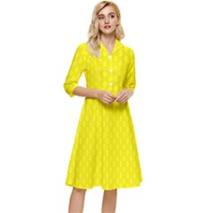 Soft Pattern Yellow Classy Knee Length Dress