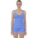 Soft Pattern Blue Tie Front Two Piece Tankini View1