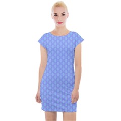 Soft Pattern Blue Cap Sleeve Bodycon Dress by PatternFactory