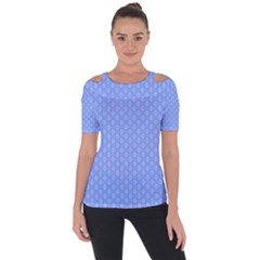 Soft Pattern Blue Shoulder Cut Out Short Sleeve Top by PatternFactory