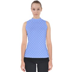 Soft Pattern Blue Mock Neck Shell Top by PatternFactory