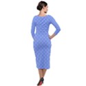 Soft Pattern Blue Quarter Sleeve Midi Velour Bodycon Dress View2