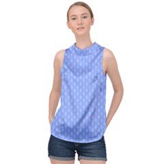 Soft Pattern Blue High Neck Satin Top by PatternFactory