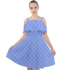 Soft Pattern Blue Cut Out Shoulders Chiffon Dress by PatternFactory