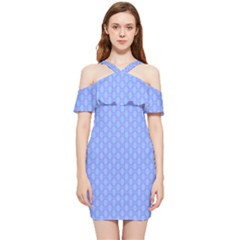 Soft Pattern Blue Shoulder Frill Bodycon Summer Dress by PatternFactory