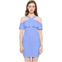 Soft Pattern Blue Shoulder Frill Bodycon Summer Dress View1