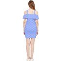 Soft Pattern Blue Shoulder Frill Bodycon Summer Dress View2