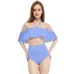 Soft Pattern Blue Halter Flowy Bikini Set  by PatternFactory