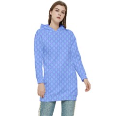 Soft Pattern Blue Women s Long Oversized Pullover Hoodie