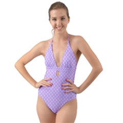 Soft Pattern Lilac Halter Cut-out One Piece Swimsuit by PatternFactory