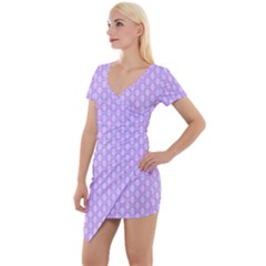 Soft Pattern Lilac Short Sleeve Asymmetric Mini Dress by PatternFactory