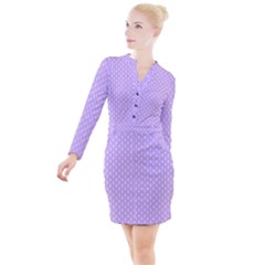 Soft Pattern Lilac Button Long Sleeve Dress by PatternFactory