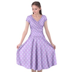 Soft Pattern Lilac Cap Sleeve Wrap Front Dress by PatternFactory