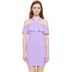 Soft Pattern Lilac Shoulder Frill Bodycon Summer Dress by PatternFactory