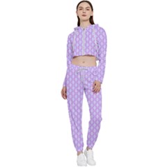 Soft Pattern Lilac Cropped Zip Up Lounge Set by PatternFactory