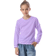 Soft Pattern Lilac Kids  Long Sleeve Tee With Frill 