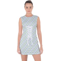 Soft Pattern Super Pastel Lace Up Front Bodycon Dress by PatternFactory