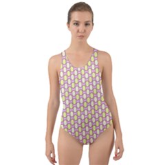 Soft Pattern Rose Cut-out Back One Piece Swimsuit by PatternFactory