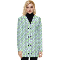 Soft Pattern Aqua Button Up Hooded Coat  by PatternFactory