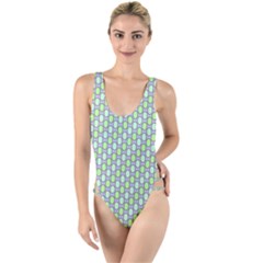 Soft Pattern Aqua High Leg Strappy Swimsuit by PatternFactory