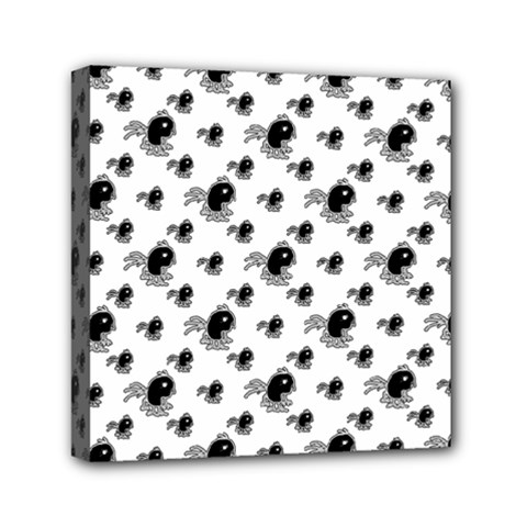 Sketchy Style Black Birds Motif Pattern Mini Canvas 6  X 6  (stretched) by dflcprintsclothing