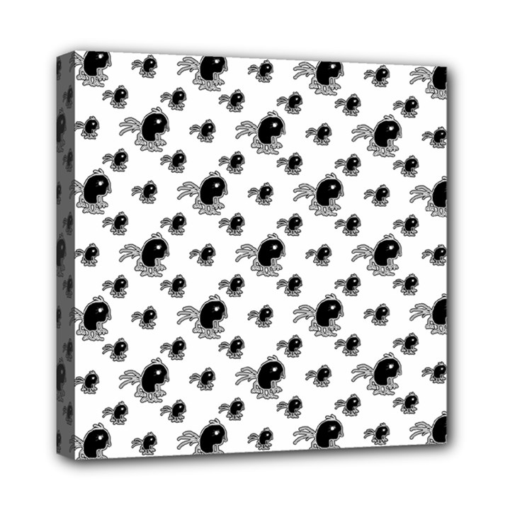 Sketchy Style Black Birds Motif Pattern Mini Canvas 8  x 8  (Stretched)