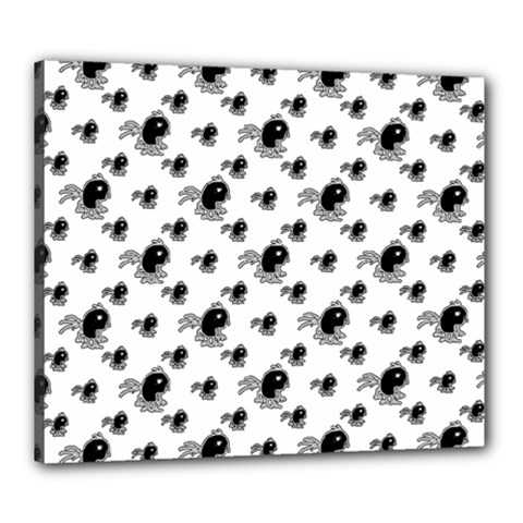 Sketchy Style Black Birds Motif Pattern Canvas 24  X 20  (stretched) by dflcprintsclothing