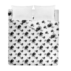 Sketchy Style Black Birds Motif Pattern Duvet Cover Double Side (full/ Double Size) by dflcprintsclothing