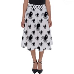 Sketchy Style Black Birds Motif Pattern Perfect Length Midi Skirt