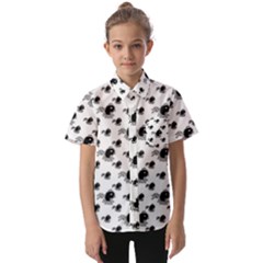 Sketchy Style Black Birds Motif Pattern Kids  Short Sleeve Shirt