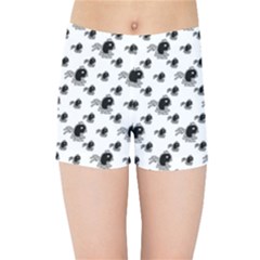 Sketchy Style Black Birds Motif Pattern Kids  Sports Shorts by dflcprintsclothing