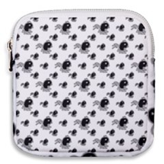 Sketchy Style Black Birds Motif Pattern Mini Square Pouch