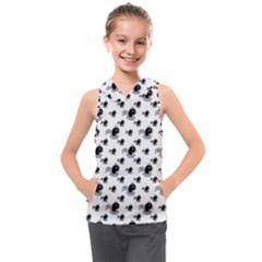 Sketchy Style Black Birds Motif Pattern Kids  Sleeveless Hoodie by dflcprintsclothing