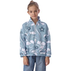 Folk Flowers Pattern Floral Surface Design Seamless Pattern Kids  Half Zip Hoodie