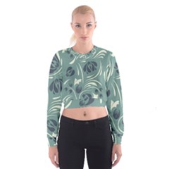 Folk Flowers Pattern Floral Surface Design Seamless Pattern Cropped Sweatshirt