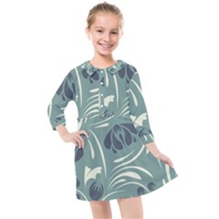 Folk Flowers Pattern Floral Surface Design Seamless Pattern Kids  Quarter Sleeve Shirt Dress by Eskimos