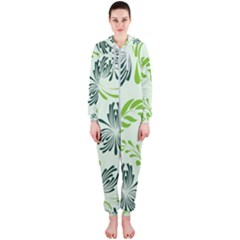 Folk Flowers Pattern Floral Surface Design Seamless Pattern Hooded Jumpsuit (ladies) 