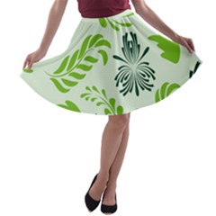 Folk Flowers Pattern Floral Surface Design Seamless Pattern A-line Skater Skirt by Eskimos