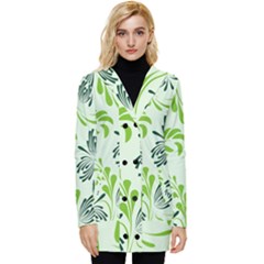 Folk Flowers Pattern Floral Surface Design Seamless Pattern Button Up Hooded Coat  by Eskimos